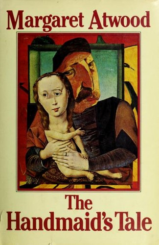 Cover of the Anchor Books paperback edition of The Handmaid's Tale by Margaret Atwood, showing a red-cloaked figure walking away from the viewer under a stark title treatment.